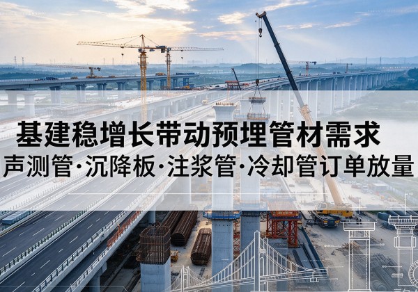 淄博基建稳增长带动预埋监测管材需求，声测管、沉降板、注浆管订单持续放量